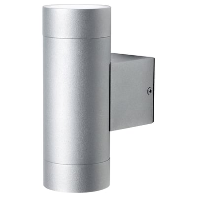 Prata, moderna luz de parede para exteriores, forma cilíndrica con dúas partes.