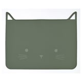 Alfombra de silicona verde GULDVÄVARE en forma de gato.