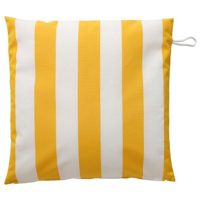 GULLBERGSÖ coxín cadrado de raias amarelo-branco, poliéster reciclado.