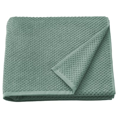 Toalla de baño GULVIAL - algodón verde salvia, dobrado e texturizado.