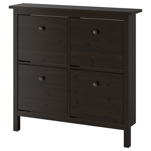 Armario de zapatos negro HEMNES, marrón escuro, madeira, rectangular, deseño clásico, catro compartimentos.