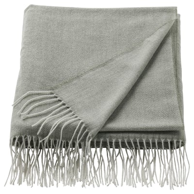 HOLMVI gris-verde, poliéster reciclado suave con extremos de franxas.