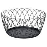 Cesta de arame negro HÖSTAGILLE, deseño redondo, intrincado, feito de aceiro revestido en po.