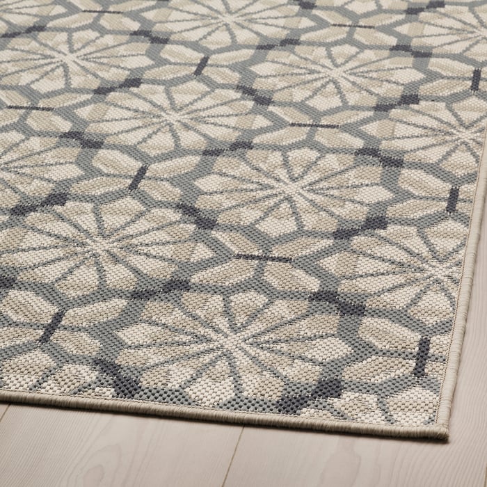 HUNDSLUND Alfombra int/exterior, Gris/beixe IKEA