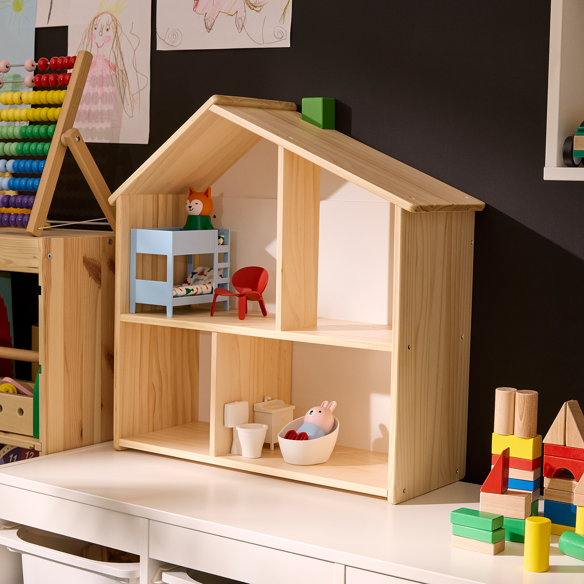 HUSET Figuras e mobles para casa bonecas, dormitorio/baño multicolor