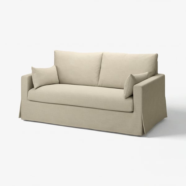 Sofá beige HYLTARP, moderno, liñas limpas, tecido, cómodos e reversibles.