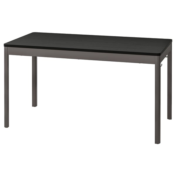 IKEA IDÅSEN mesa de conferencias rectangular negra, patas metálicas.