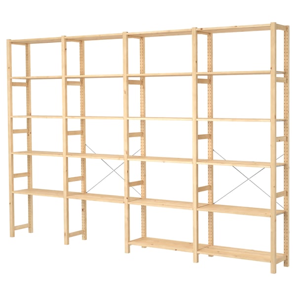 Estante de madeira IVAR, natural, rectangular, deseño modular.