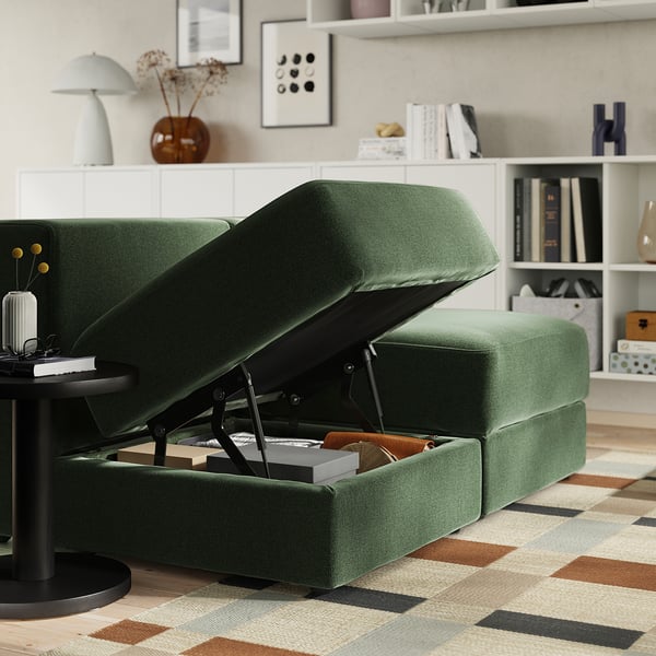 JÄTTEBO Sofá modular 2 prazas, con repousacabezas/Johanneshov verde escuro