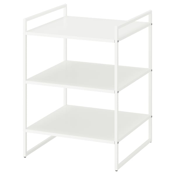 Estante de almacenamento de metal branco, 3 niveis, de aceiro, revestido duradeiro, para baños.