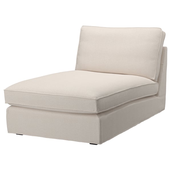 Chaise KIVIK, beige, cuberta de tecido, cara á dereita, deseño moderno.