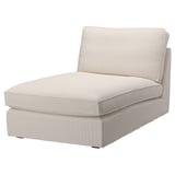 Chaise KIVIK, beige, cuberta de tecido, cara á dereita, deseño moderno.