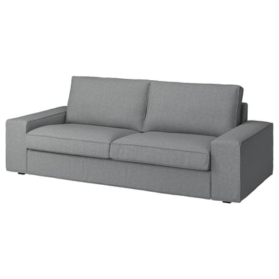 Sofá gris moderno, KIVIK, liñas elegantes, limpas, tecido gris, suave, lavable a máquina.