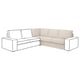 Sofá de esquina KIVIK, beige, coxíns suaves, en forma de L, deseño minimalista moderno.