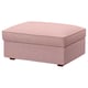 Pé KIVIK rosa claro con almacenamento, forma rectangular, cuberta de tecido suave, pernas de madeira, deseñado para comodidade e organización.
