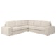 Opción: Sofá seccional KIVIK beige, brazos baixos, coxíns de peluche. Moderno, minimalista, cómodo para relaxarse e socializar.