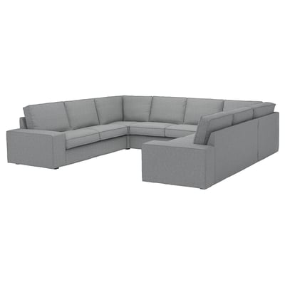 Sofá seccional KIVIK gris, deseño moderno con brazos extraíbles, coxíns anchos para o confort.