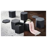 KJUGE Puf + almacenaxe, Knisa gris escuro