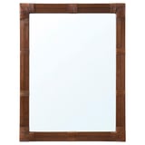 Espello KLIBBAL: marrón, marco de bambú tecido, rectangular, natural, deseño artesanal.