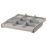 Bandexa de caixón extraíble KOMPLEMENT, beige, divisores de feltro, grella 3x3, desliza.