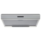 Capa de cociña de aceiro inoxidable con luz led e panel de control.