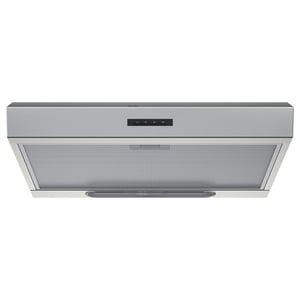 Capa de cociña de aceiro inoxidable con luz led e panel de control.