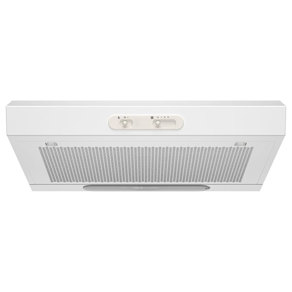 Capa de cociña branca con luz led e controis básicos.