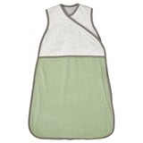 Saco de durmir para bebóns, puntos verdes claros / brancos, zip frontal.