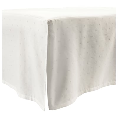 Saia branca de berce LENAST, tecido liso de raso, 55% lyocell, 45% algodón, puntos gris claros, rectangular, panos ordenados.