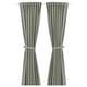 Cortinas LENDA gris-verdes con cinta de cabeceira e tirantes.