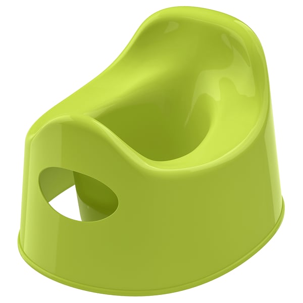 Cadeira de adestramento de baño de tamaño verde brillante. Bordos curvos, base antiescorregadizante, fácil de limpar.