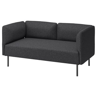 Moderno sofá negro LILLEHEM, elegante e modular con liñas limpas, perfecto para espazos pequenos.