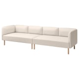 Sofá modular beige LILLEHEM con patas de madeira, deseño minimalista para asentos versátiles.