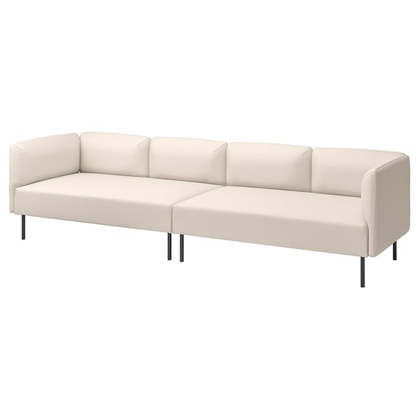 Esta imaxe mostra un sofá modular LILLEHEM de cor crema con deseño minimalista e patas metálicas, ideal para uso versátil na casa ou na oficina.