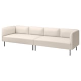Esta imaxe mostra un sofá modular LILLEHEM de cor crema con deseño minimalista e patas metálicas, ideal para uso versátil na casa ou na oficina.