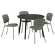 LISABO / VIHALS Mesa con 4 cadeiras, negro/verde Tibbleby verde-gris, 105 cm
