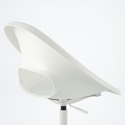 Cadeira ergonómica branca con deseño elegante, altura axustable para comodidade e rodas de seguridade para estabilidade.
