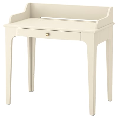 Escritorio de crema LOMMARP, elegante e sinxelo, un caixón, liñas limpas.