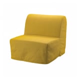 Cadeira moderna tapizada amarelo brillante con textura suave, forma caixa e bordos curvos.