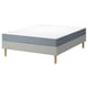 LYNGÖR Base cama funda patas, Vesteröy extra firme/azul claro Tibbleby beixe/gris, 160x200 cm