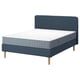 LYNGÖR Cama continental, Valevåg extra firme/azul claro Kilanda azul escuro, 160x200 cm