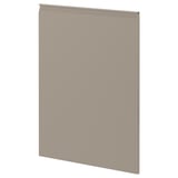 Porta do armario de cociña gris-beige, cadrado con bordos redondeados, acabado mate.