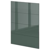 Panel de cociña moderna: serie METOD. Deseño gris-verde brillante, rectangular, elegante.
