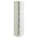 Armario de cociña verde Ikea METOD, alto e delgado, interior branco con estante axustable.