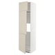 Un armario de cociña METOD branco alto con portas beige, tres estantes e unha configuración ventilada.