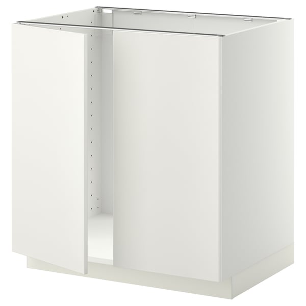Armario de cociña branco METOD de IKEA. É unha elegante unidade rectangular con bordos lisos e un deseño limpo.