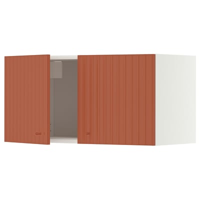 METOD Armario de parede con 2 portas, branco/Terrsjö padrón ondas marrón avermellado, 80x40 cm