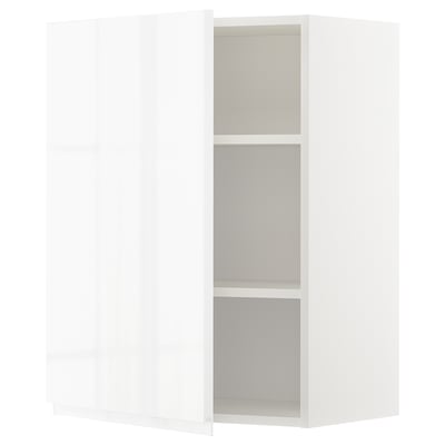 Armario de parede METOD, branco brillante, deseño moderno, 3 estantes axustables.