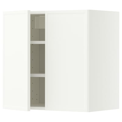 METOD Armario parede + estantes/2 p, branco/Aspudden branco mate, 60x60 cm