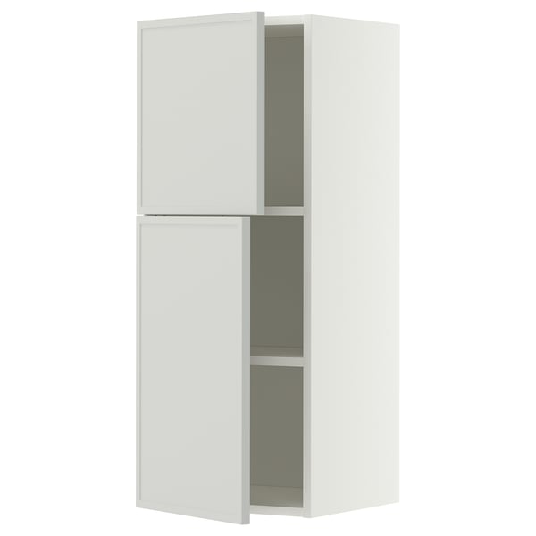 METOD Armario parede + estantes/2 p, branco/Aspudden gris claro, 40x100 cm